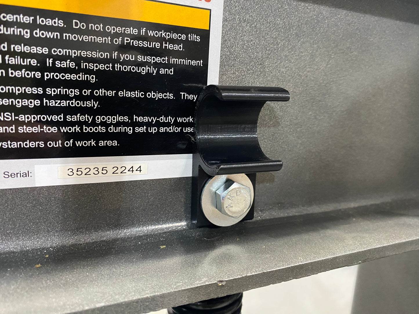 Jack Handle Storage for Harbor Freight 20 Ton H-Frame Floor Shop Press